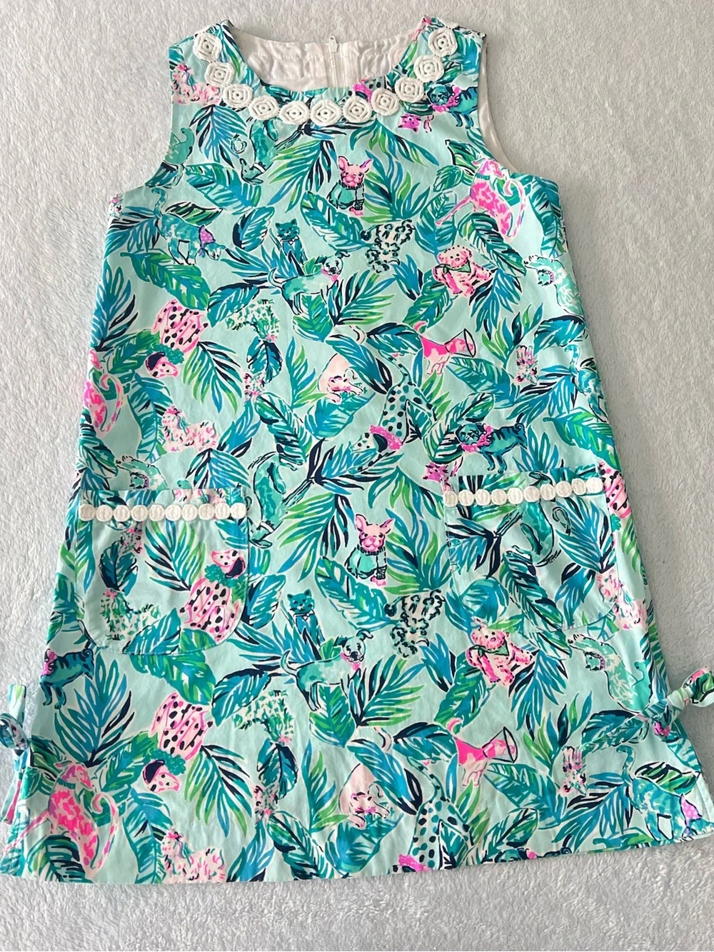 Lilly Pulitzer shift dress Barking Up the Palm Tree print Girl size 8